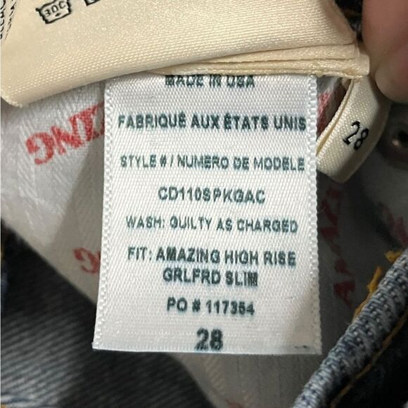 Alice & Olivia Floral Embroidered Jeans High Rise Girlfriend Slim 28 - Picture 11 of 13